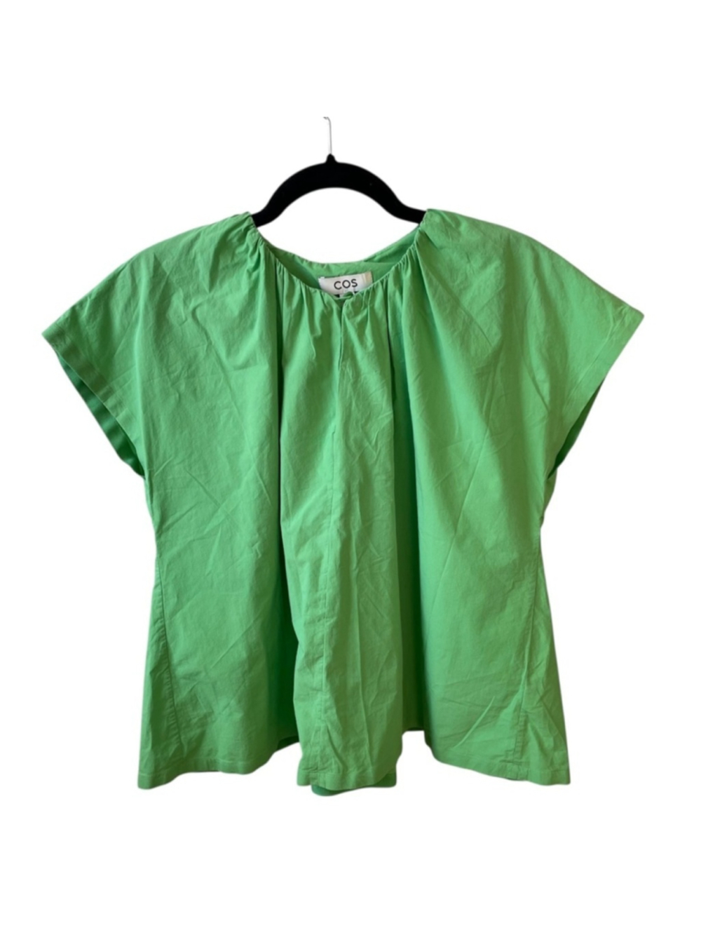 COS Gathered Cap-Sleeve Blouse Cotton Green
4